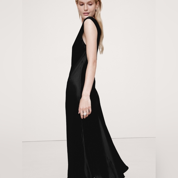 Banana Republic Bias-Cut Satin Midi Dress XSP Magenta Orchid Pink - Picture 6 of 7